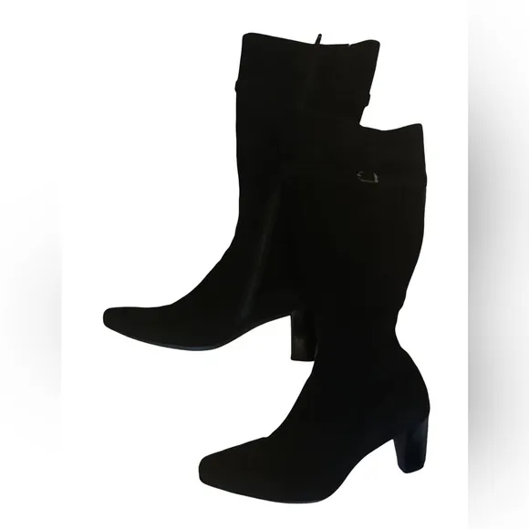 La Canadienne Tall Suede Boots with Decorative Buckle