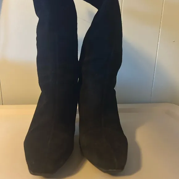 La Canadienne Tall Suede Boots with Decorative Buckle