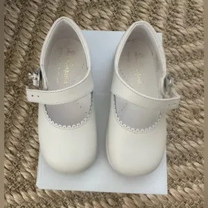 La Coqueta Ivory Leather Toddler Mary Jane Shoes 24