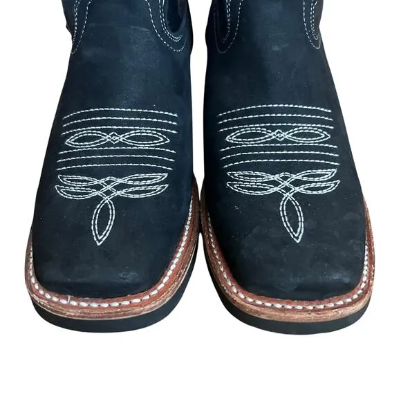 La Sierra Leather Square Toe Embroidered Western Boots Size 8