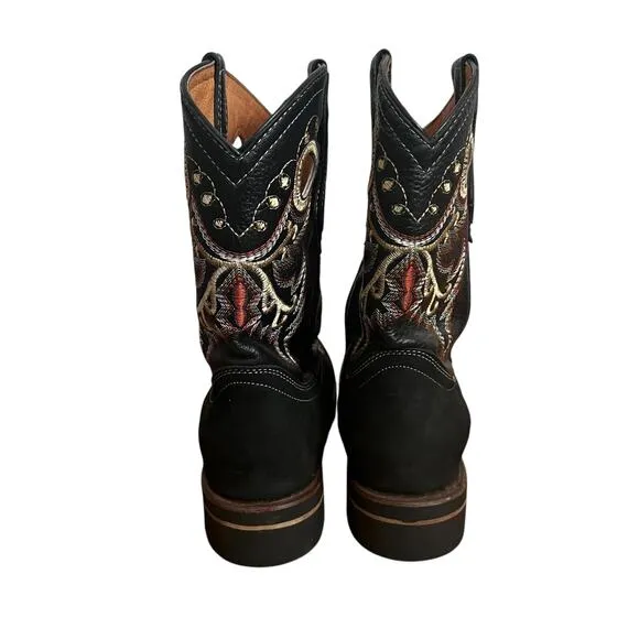 La Sierra Leather Square Toe Embroidered Western Boots Size 8
