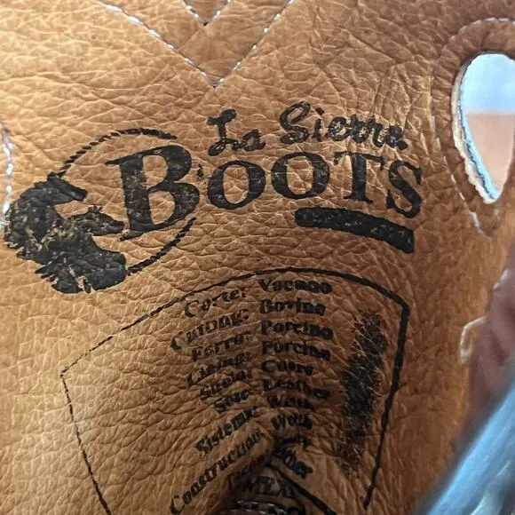 La Sierra Leather Square Toe Embroidered Western Boots Size 8