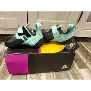La Sportiva Skwama Vegan Womens Climbing Shoes Carbon/Turquoise Size 36