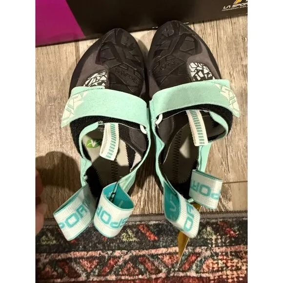 La Sportiva Skwama Vegan Womens Climbing Shoes Carbon/Turquoise Size 36