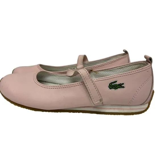 LACOSTE Girl's Antibes Pink Mary Jane Adjustable Shoes Leather Kids Size 5.5