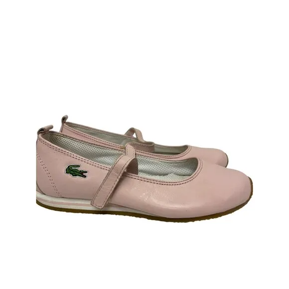 LACOSTE Girl's Antibes Pink Mary Jane Adjustable Shoes Leather Kids Size 5.5