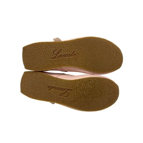 LACOSTE Girl's Antibes Pink Mary Jane Adjustable Shoes Leather Kids Size 5.5
