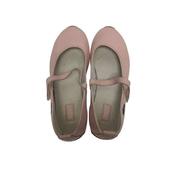 LACOSTE Girl's Antibes Pink Mary Jane Adjustable Shoes Leather Kids Size 5.5