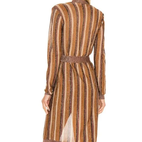 L'Agence Berkeley Striped Long Sleeve Wrap Cardigan Khaki Multi - NWT