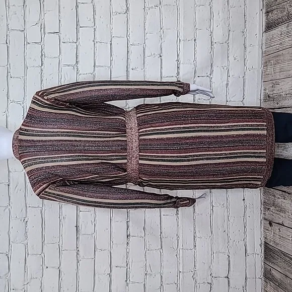 L'Agence Berkeley Striped Long Sleeve Wrap Cardigan Khaki Multi - NWT