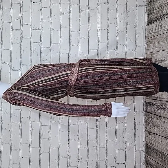 L'Agence Berkeley Striped Long Sleeve Wrap Cardigan Khaki Multi - NWT