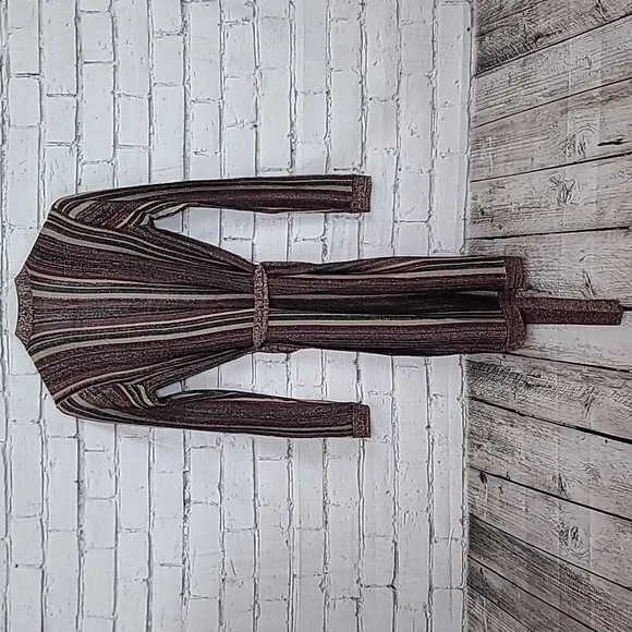L'Agence Berkeley Striped Long Sleeve Wrap Cardigan Khaki Multi - NWT
