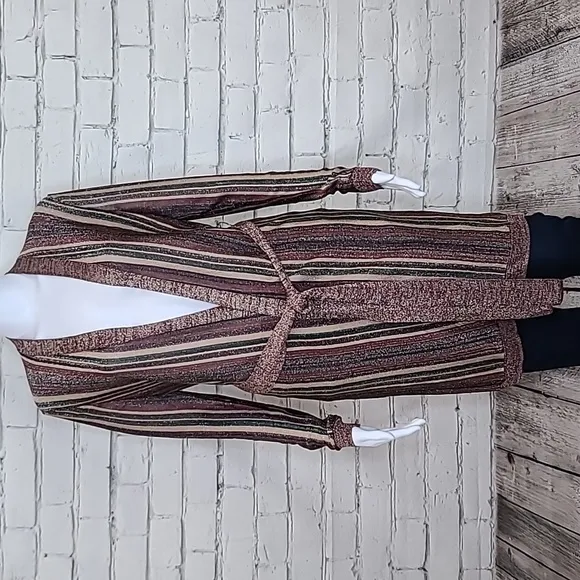 L'Agence Berkeley Striped Long Sleeve Wrap Cardigan Khaki Multi - NWT