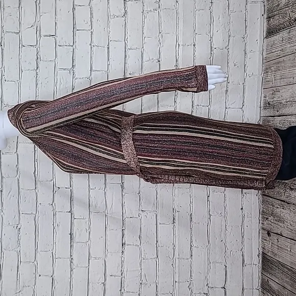 L'Agence Berkeley Striped Long Sleeve Wrap Cardigan Khaki Multi - NWT