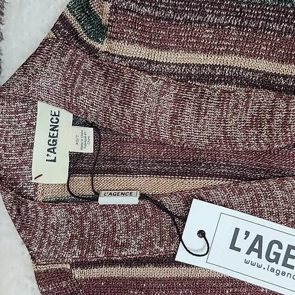 L'Agence Berkeley Striped Long Sleeve Wrap Cardigan Khaki Multi - NWT