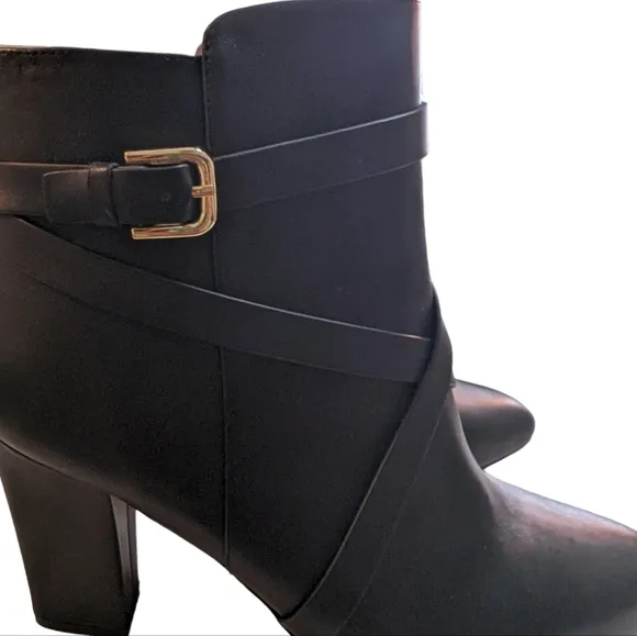 L'AGENCE Boots Francine Pointed Toe Block Heel Booties Buckles ..Size 10.5