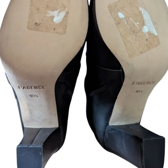 L'AGENCE Boots Francine Pointed Toe Block Heel Booties Buckles ..Size 10.5