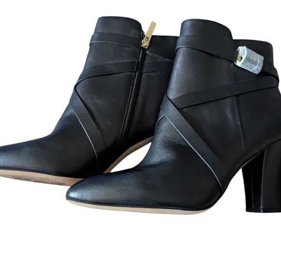 L'AGENCE Boots Francine Pointed Toe Block Heel Booties Buckles ..Size 10.5