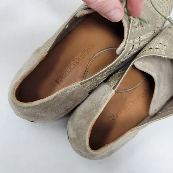 L'Amour Des Pieds Women's 11 Taupe Yannic Oxford Lace Up Shoes Lactae Hevea