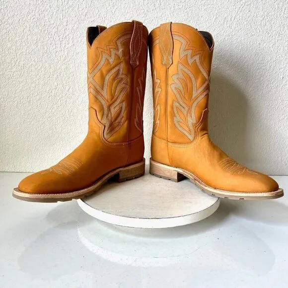 Lane Give it a Shot Mens Cowboy Boots Size 8 Western Square Toe Brown Leather