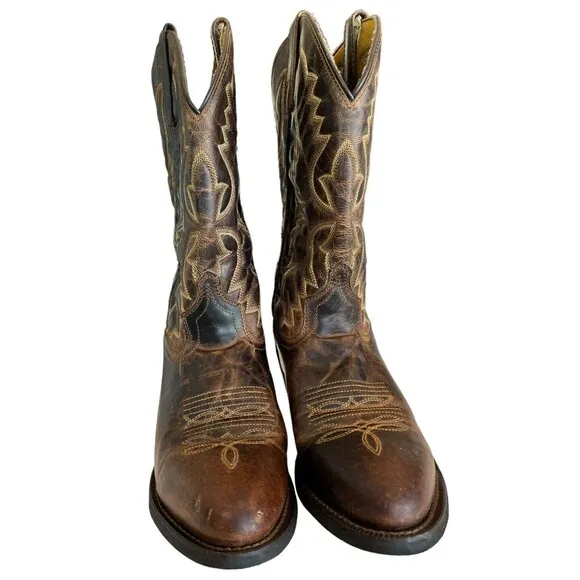 Laredo Birchwood Mens Western Cowboy Boot Sz 8.5D Tan Distressed
