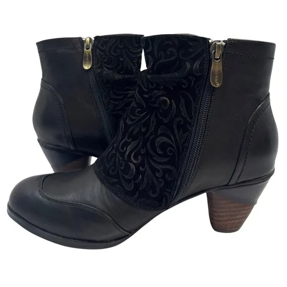 L'ARTISTE by Spring Step BELGARD Black Leather ANKLE BOOTS Size 38