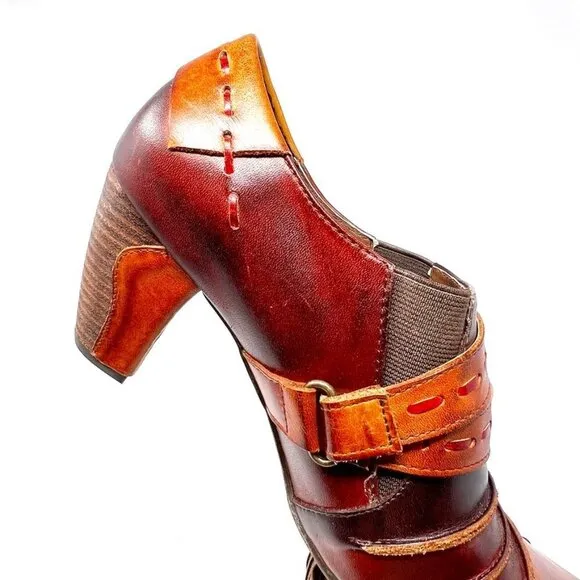 L'Artiste by Spring Step Wonderous Leather Bootie. Brown Multi. Size US 10.5-11