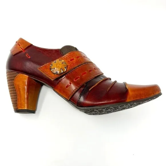 L'Artiste by Spring Step Wonderous Leather Bootie. Brown Multi. Size US 10.5-11