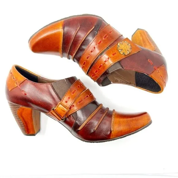 L'Artiste by Spring Step Wonderous Leather Bootie. Brown Multi. Size US 10.5-11