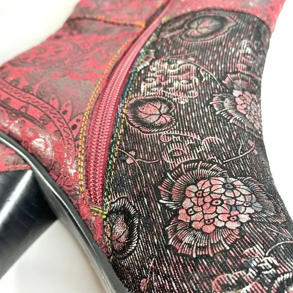L'ARTISTE DESSALTA POSIE BOOTS Women’s EU Size 40 Red Floral Print Spring Step 9