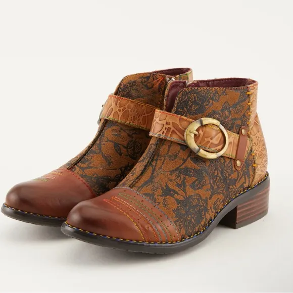 L'ARTISTE GEORGIANA BOOTS brown leather artsy ankle boots booties 39 / 8.5