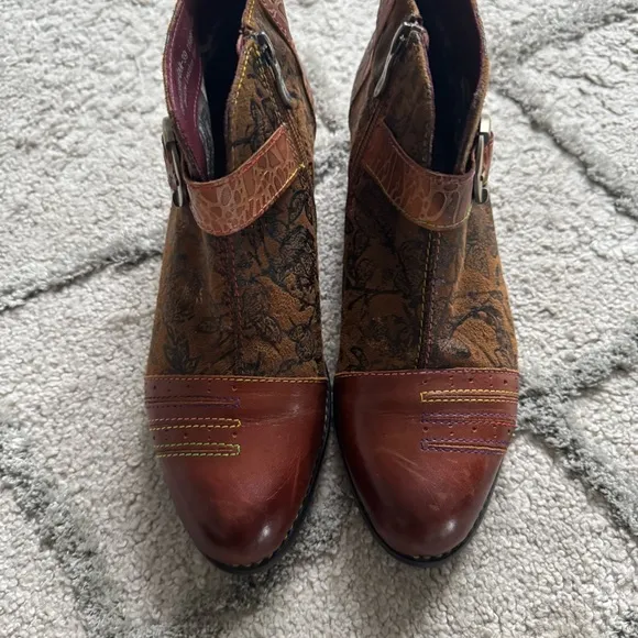 L'ARTISTE GEORGIANA BOOTS brown leather artsy ankle boots booties 39 / 8.5