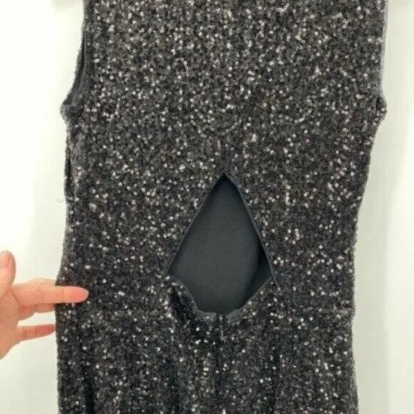 Lauren Ralph Lauren Black Sequin Sleeveless Cut Out 6 Maxi Evening Dress NWT