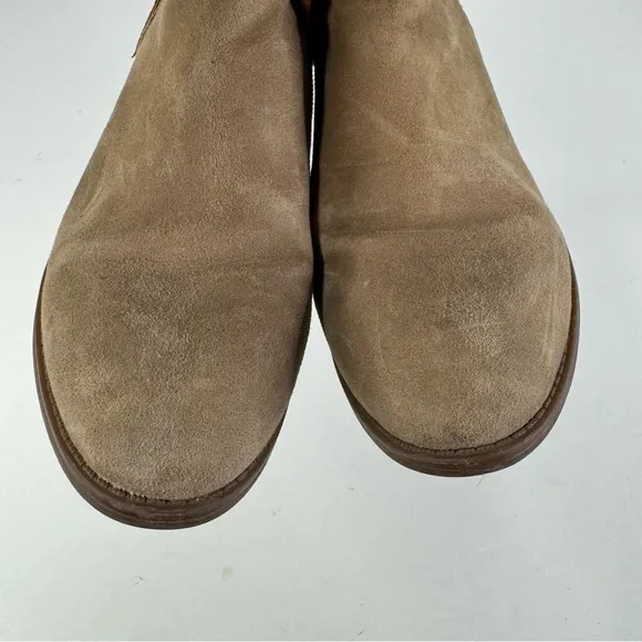Lauren Ralph Lauren Light Tan Suede Ankle Boots with Decorative Straps Size 8.5