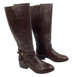 Lauren Ralph Lauren Mariah Knee High Leather Riding Boots Brown
