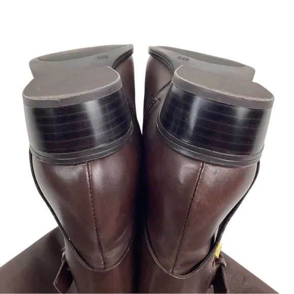 Lauren Ralph Lauren Mariah Knee High Leather Riding Boots Brown