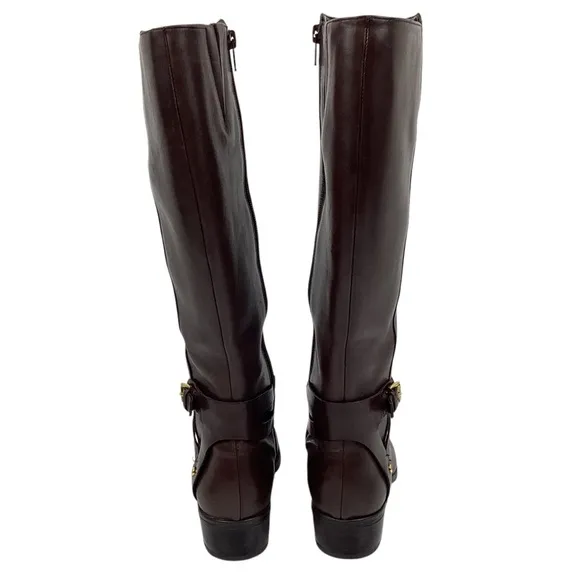 Lauren Ralph Lauren Mariah Knee High Leather Riding Boots Brown