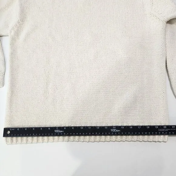 Lauren Ralph Lauren Vintage Hand Knit Sweater Womens S Cream Heavy Weight Cotton
