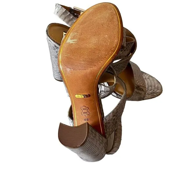 Lauren Ralph Lauren Womens Dark Bronze Kaila Snakeskin Side Buckle High Heels 10