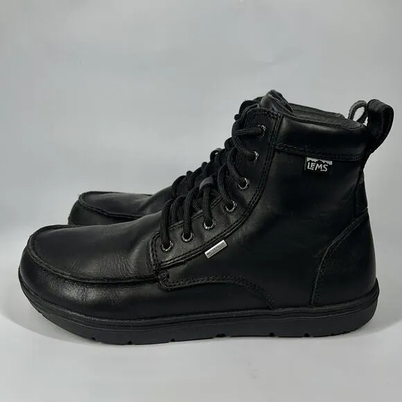 Lems Boulder Boot Shoes Men's Size 11 Waterproof Shadow Black Leather Hiking