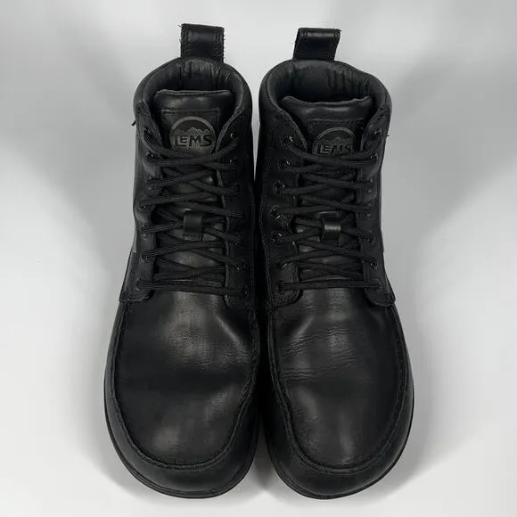 Lems Boulder Boot Shoes Men's Size 11 Waterproof Shadow Black Leather Hiking