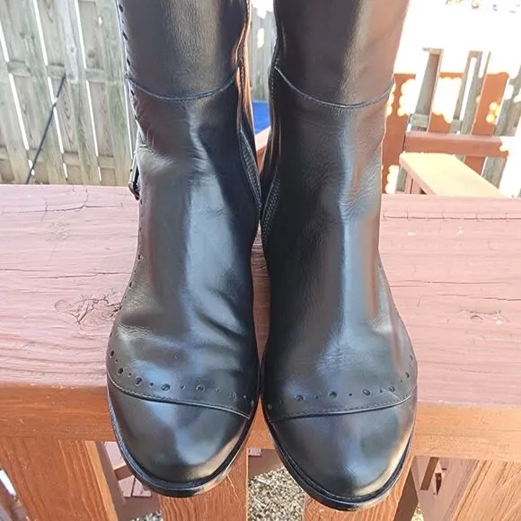 LEON MAX KNEE HIGH BLACK RIDING BOOTS VINTAGE Y2K 8.5M​
