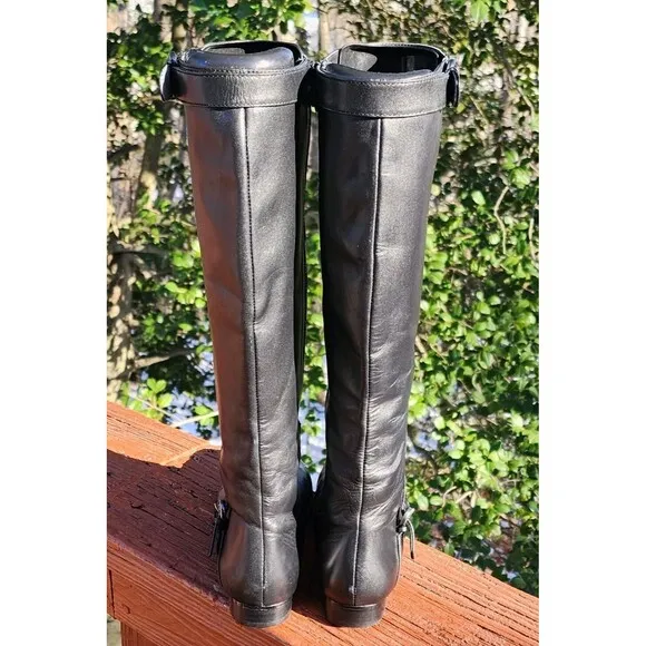 LEON MAX KNEE HIGH BLACK RIDING BOOTS VINTAGE Y2K 8.5M​