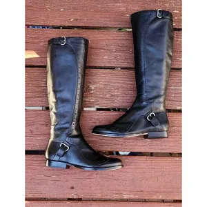 LEON MAX KNEE HIGH BLACK RIDING BOOTS VINTAGE Y2K 8.5M​