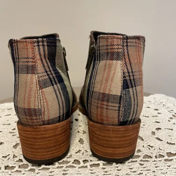 Liberty Black Brown Leather and Plaid Ankle Boots