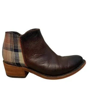 Liberty Black Brown Leather and Plaid Ankle Boots