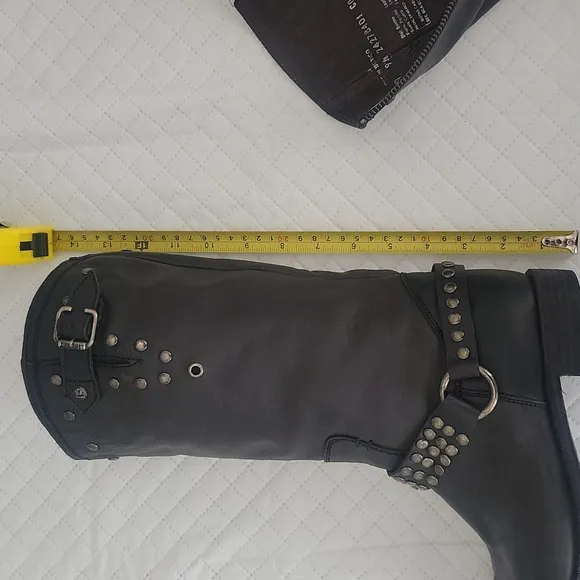 LIBERTY Black Moto Leather Black Boots sz 9.5