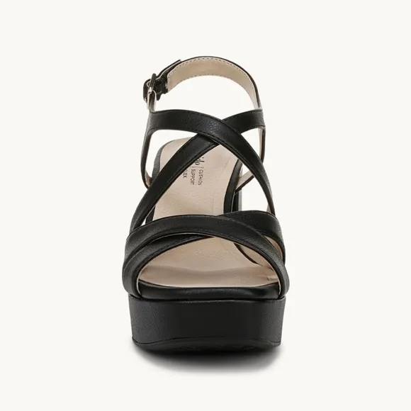 Life Stride Black Platform Shoes with Adjustable Strap