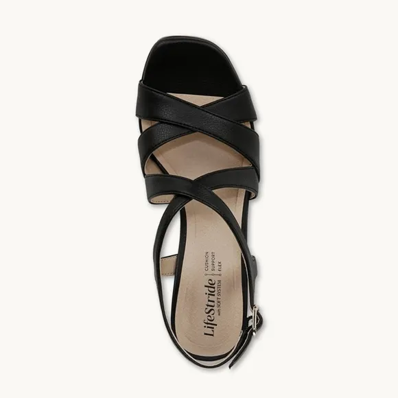 Life Stride Black Platform Shoes with Adjustable Strap