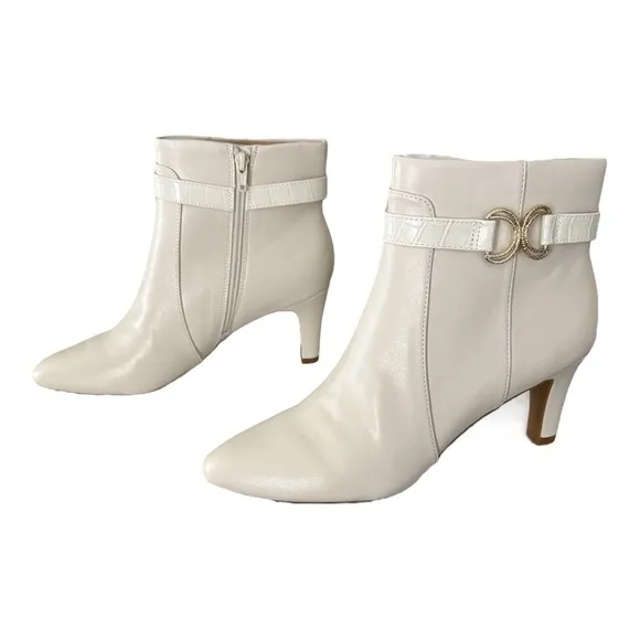 Life Stride Guild 2 Bone Cream Ankle Boots  Kitten Heel Women’s Size 11 M